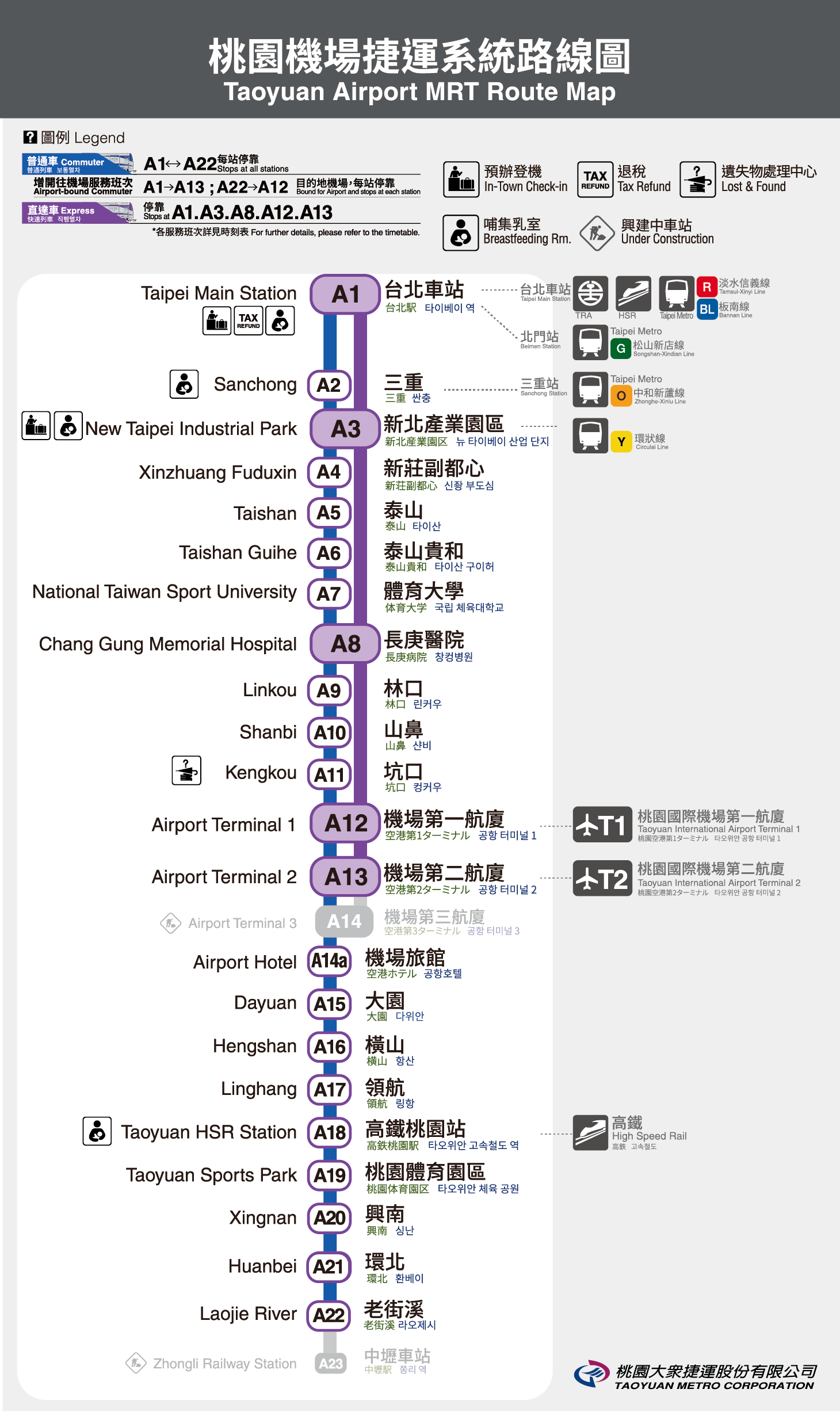 桃園空港MRT図表